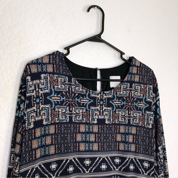 MISA Los Angeles navy blue geometric graphic print shift dress size 1X - Picture 2 of 15